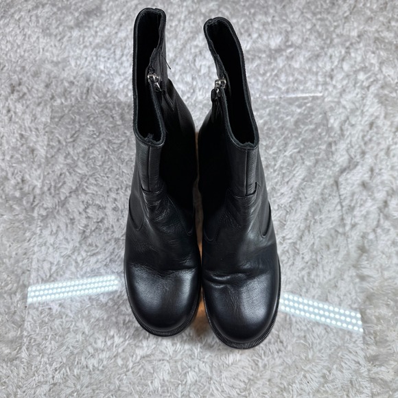 Simon Miller Ankle Boots 41 Low Raid Black Leather Platform Block Heel Rock Chic - Picture 3 of 14